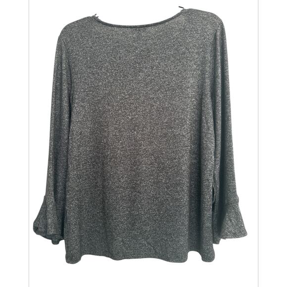 Ann Taylor Factory Charcoal Gray Flared Bell Sleeves Knitted Top Women’s Medium - Picture 3 of 6